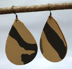 Camouflage Leather Drop Earrings