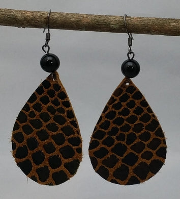 Snakeskin Drop Earrings with Obsidian