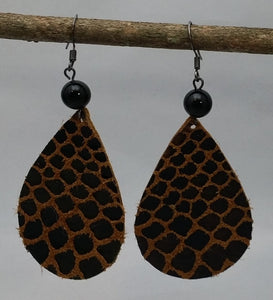 Snakeskin Drop Earrings with Obsidian