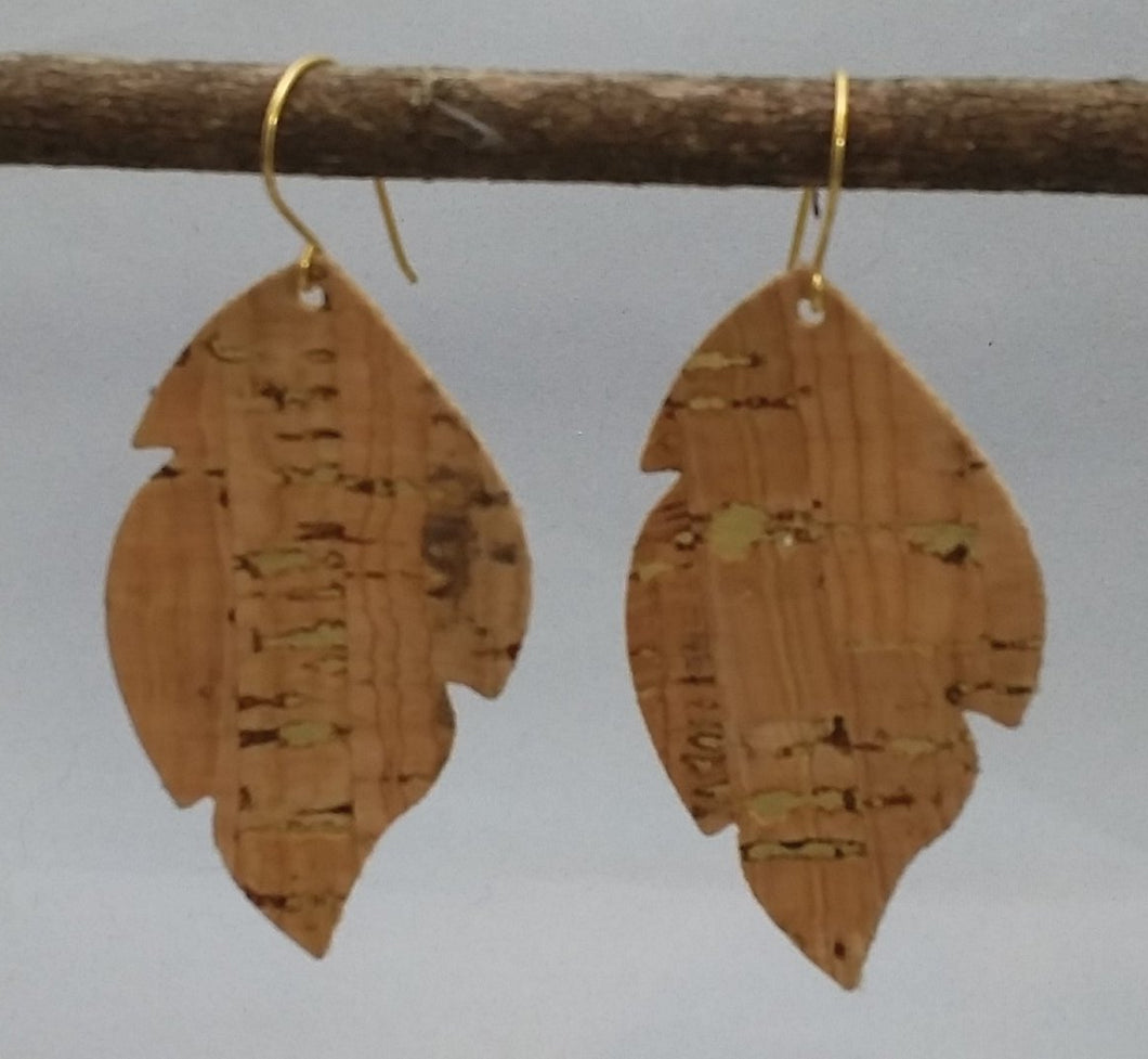 Large Gold Streaked Leaves on Goldfilled Earrings