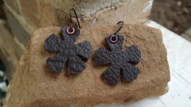 Dark Brown Riveted Leather Flowers