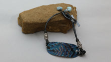 Load image into Gallery viewer, Patina &amp; Embossed Stone on Leather with Larimar
