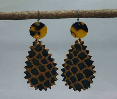 Fancy Cut Snakeskin and Acrylic Earrings