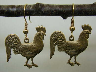 Gold Rooster Earrings