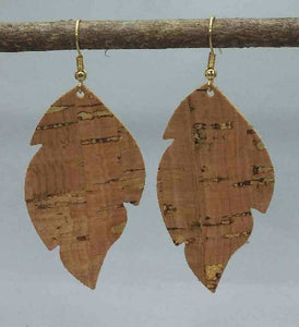 Large Gold Streaked Cork Earrings