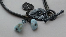 Load image into Gallery viewer, Patina &amp; Embossed Stone on Leather with Larimar