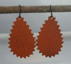 Orange Textured Fancy Cut Leather Earrings