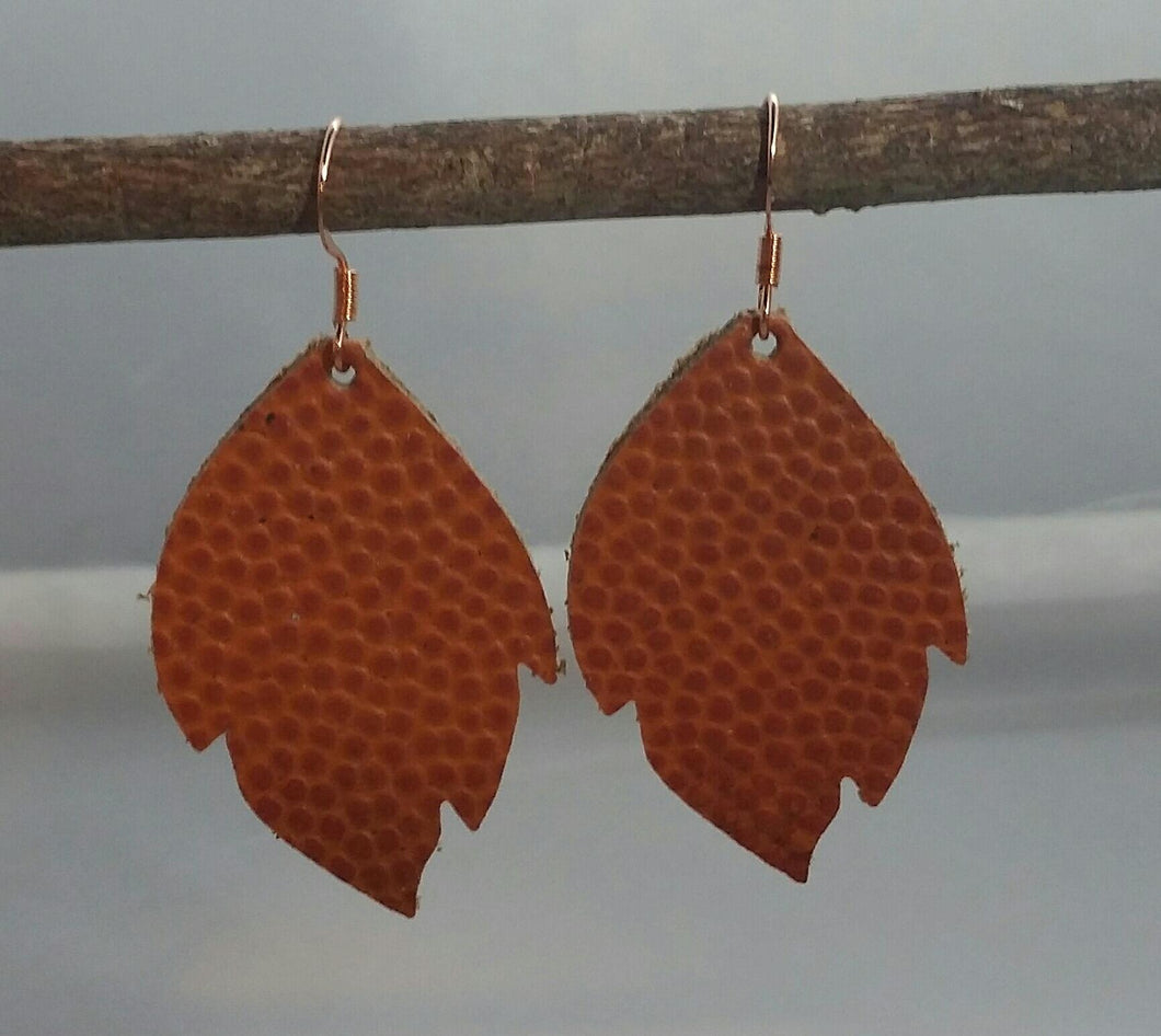 Orange Textured Leather Leaves on Copper