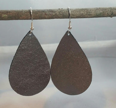 Silver Leather Drop Earrings