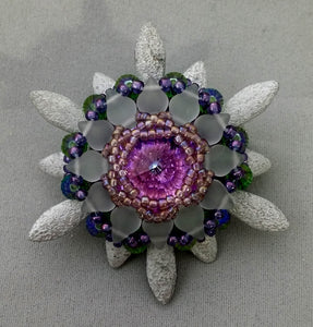 Pink, Purple & Silver Super Nova Brooch