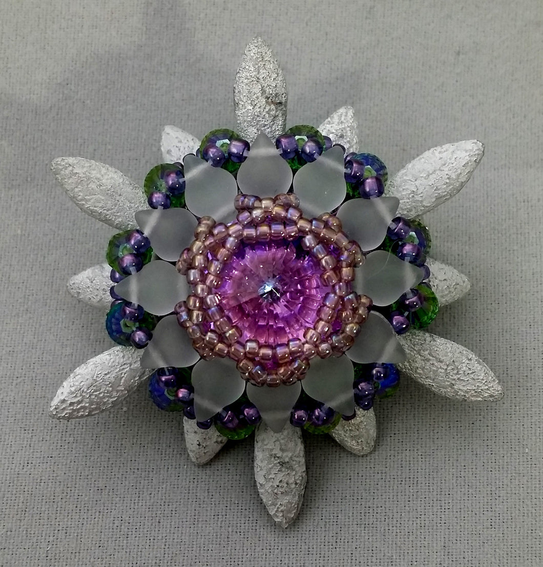Pink, Purple & Silver Super Nova Brooch